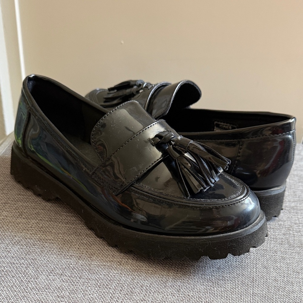 Jones New York Black Patent Tassel Loafers